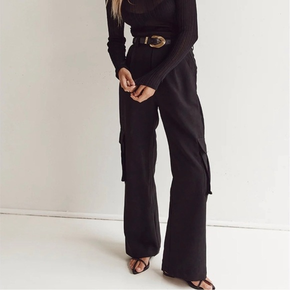 DISSH Pants - Dissh Willa Black Cargo Pants Trousers Y2K size 2 NWT Wide Leg